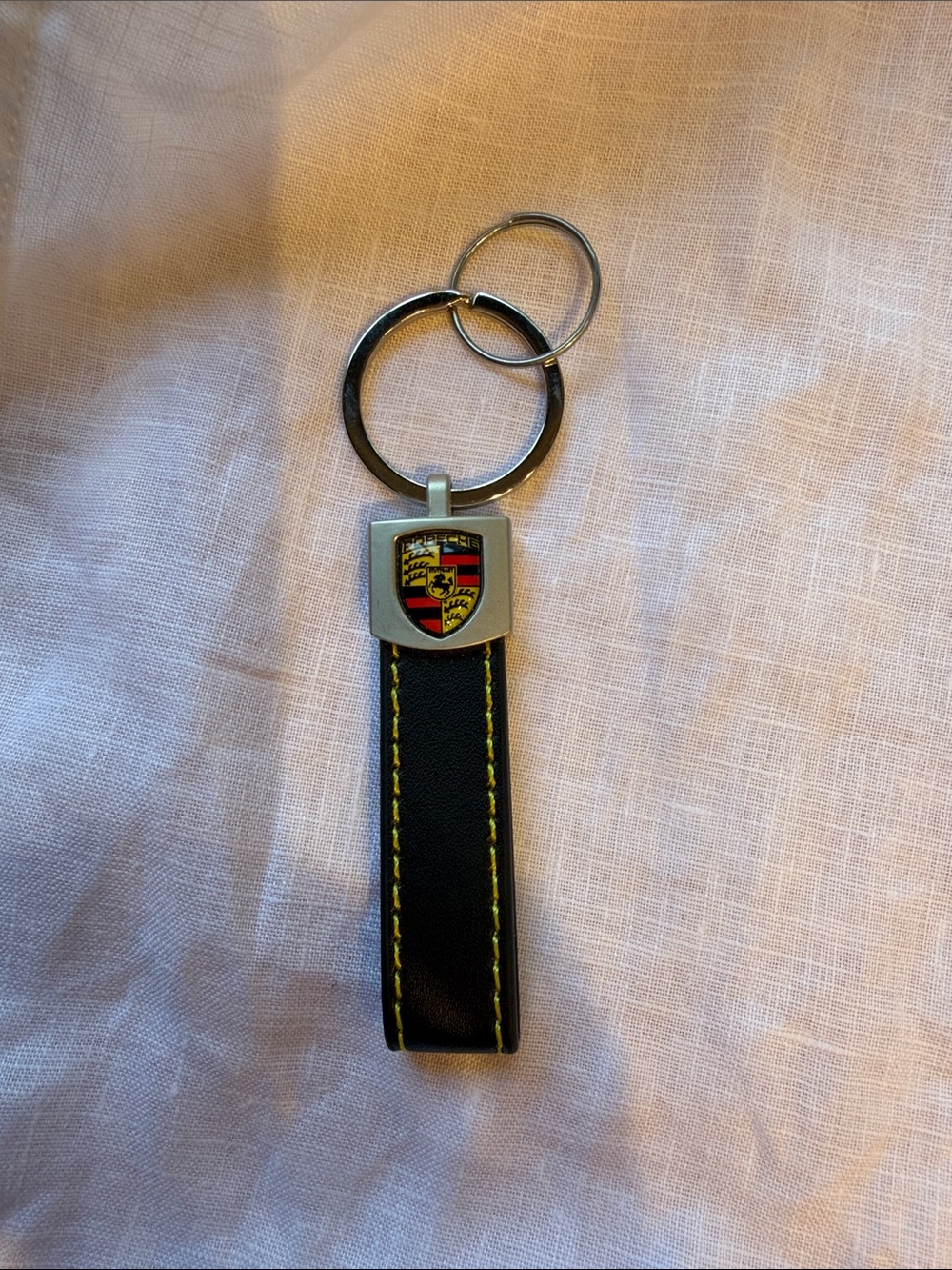 Porsche Design Black Leather Key & Card Holder with Yellow Stitching